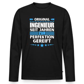 Engineer matured to perfection - Men's Premium Organic Long Sleeve Shirt - black - Front - Nico (187cm)