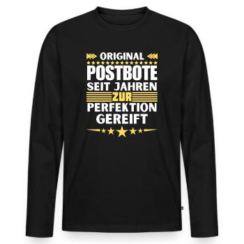 Zur Perfektion gereifter Postbote - Männer Premium Bio Langarmshirt - Schwarz - Vorne - Nico (187cm)