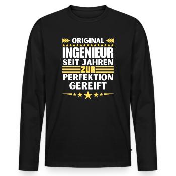 Ingénieur mûri à la perfection - T-shirt manches longues Premium bio Homme - noir - Devant - Nico (187cm)