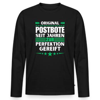 Zur Perfektion gereifter Postbote - Männer Premium Bio Langarmshirt - Schwarz - Vorne - Nico (187cm)