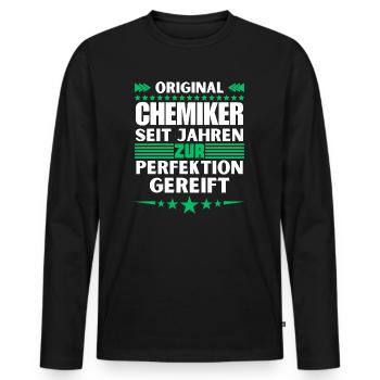 Zur Perfektion gereifter Chemiker - Männer Premium Bio Langarmshirt - Schwarz - Vorne - Nico (187cm)