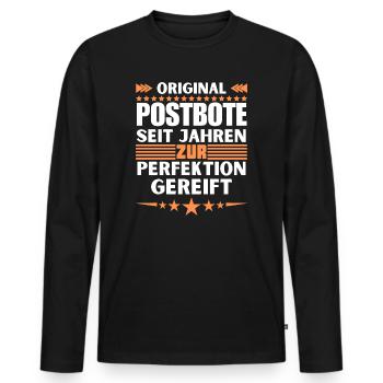 Zur Perfektion gereifter Postbote - Männer Premium Bio Langarmshirt - Schwarz - Vorne - Nico (187cm)