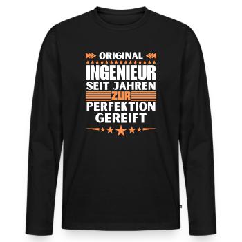 Ingénieur mûri à la perfection - T-shirt manches longues Premium bio Homme - noir - Devant - Nico (187cm)