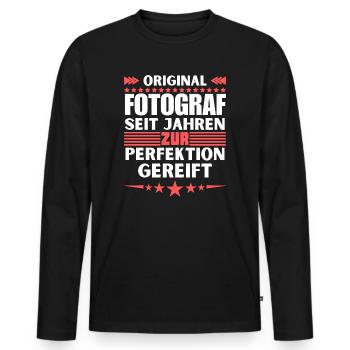 Photographe mûri à la perfection - T-shirt manches longues Premium bio Homme - noir - Devant - Nico (187cm)