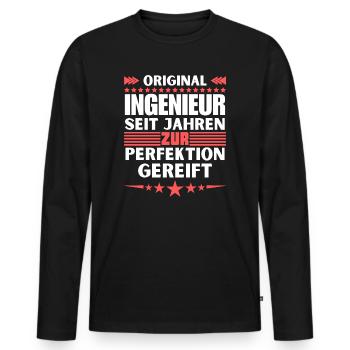 Engineer matured to perfection - Men's Premium Organic Long Sleeve Shirt - black - Front - Nico (187cm)