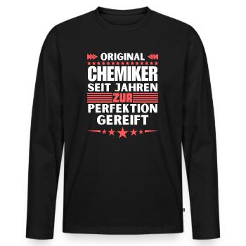 Zur Perfektion gereifter Chemiker - Männer Premium Bio Langarmshirt - Schwarz - Vorne - Nico (187cm)