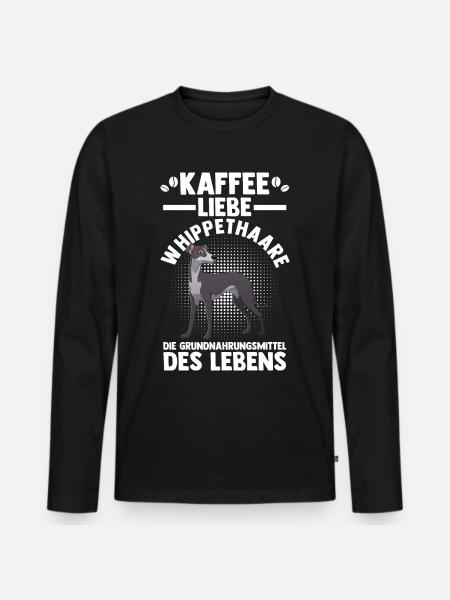 Hund Kaffee Whippet - Männer Premium Bio Langarmshirt - Schwarz