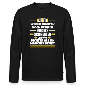 Ni poète ni penseur, mais tailleur - T-shirt manches longues Premium bio Homme - noir - Devant - Nico (187cm)