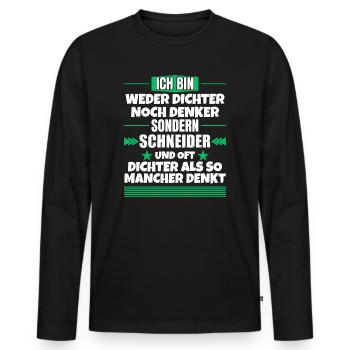 Ni poète ni penseur, mais tailleur - T-shirt manches longues Premium bio Homme - noir - Devant - Nico (187cm)