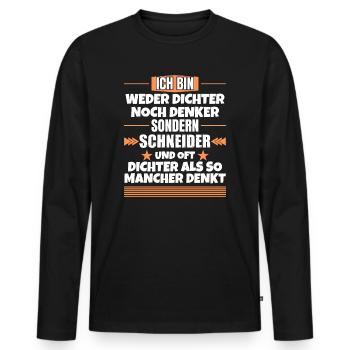 Ni poète ni penseur, mais tailleur - T-shirt manches longues Premium bio Homme - noir - Devant - Nico (187cm)