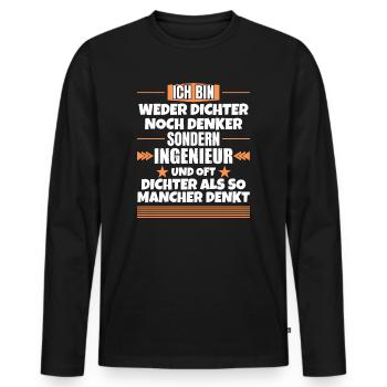 Neither poet nor thinker, but engineer - Men's Premium Organic Long Sleeve Shirt - black - Front - Nico (187cm)