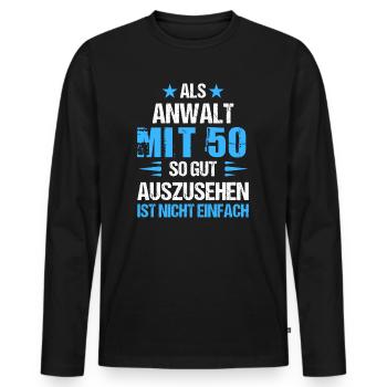 À 50 ans, bel avocat - T-shirt manches longues Premium bio Homme - noir - Devant - Nico (187cm)