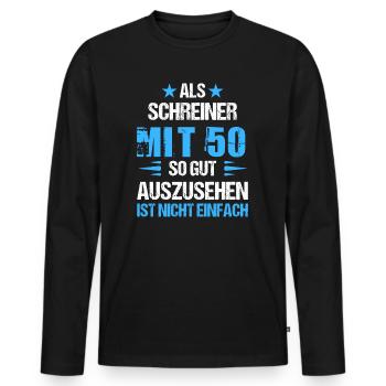 Mit 50 gut aussehender Schreiner - Männer Premium Bio Langarmshirt - Schwarz - Vorne - Nico (187cm)