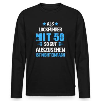 Avec 50 beaux leurres - T-shirt manches longues Premium bio Homme - noir - Devant - Nico (187cm)