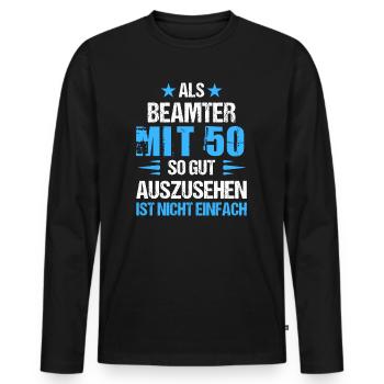 Avec 50 beaux fonctionnaires - T-shirt manches longues Premium bio Homme - noir - Devant - Nico (187cm)