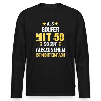 À 50 ans, beau golfeur - T-shirt manches longues Premium bio Homme - noir - Devant - Nico (187cm)