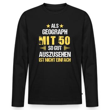Mit 50 gut aussehender Geograph - Männer Premium Bio Langarmshirt - Schwarz - Vorne - Nico (187cm)