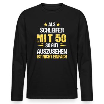 Avec 50 broyeurs de belle apparence - T-shirt manches longues Premium bio Homme - noir - Devant - Nico (187cm)