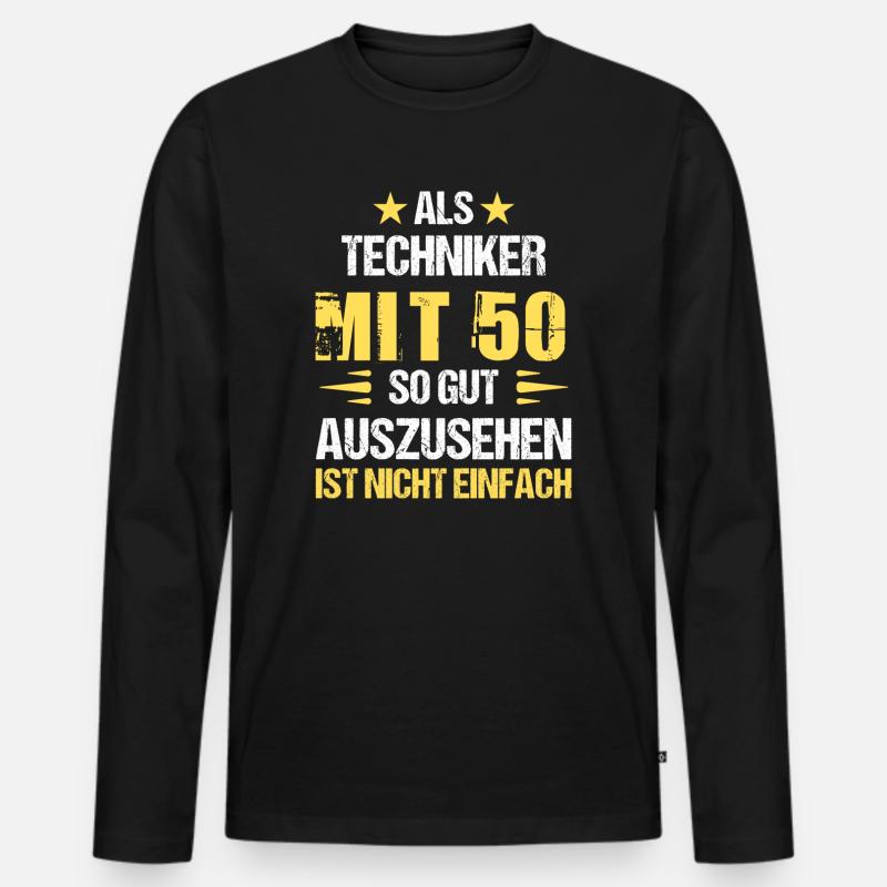 Mit 50 gut aussehender Techniker - Männer Premium Bio Langarmshirt - Schwarz