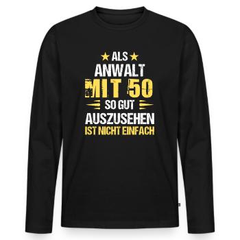 Good-looking lawyer at 50 - Men's Premium Organic Long Sleeve Shirt - black - Front - Nico (187cm)
