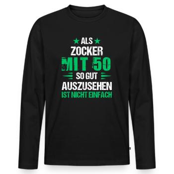 Good-looking gamer at 50 - Men's Premium Organic Long Sleeve Shirt - black - Front - Nico (187cm)