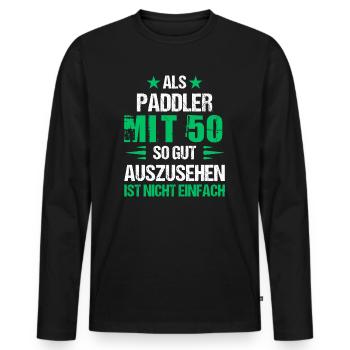At 50, good looking paddler - Men's Premium Organic Long Sleeve Shirt - black - Front - Nico (187cm)