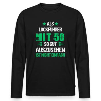 Avec 50 beaux leurres - T-shirt manches longues Premium bio Homme - noir - Devant - Nico (187cm)