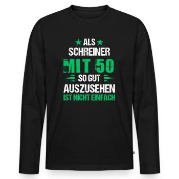Mit 50 gut aussehender Schreiner - Männer Premium Bio Langarmshirt - Schwarz - Vorne - Nico (187cm)