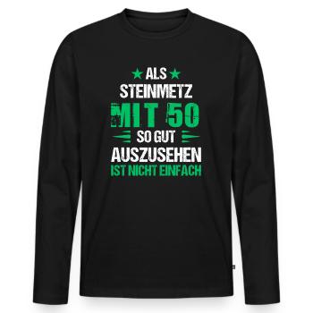 Mit 50 gut aussehender Steinmetz - Männer Premium Bio Langarmshirt - Schwarz - Vorne - Nico (187cm)