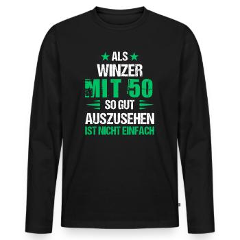 With 50 good-looking winemaker - Men's Premium Organic Long Sleeve Shirt - black - Front - Nico (187cm)