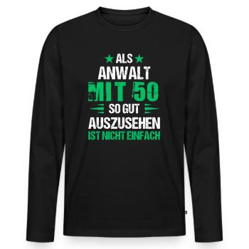 À 50 ans, bel avocat - T-shirt manches longues Premium bio Homme - noir - Devant - Nico (187cm)