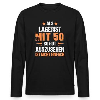 With 50 handsome warehouse clerk - Men's Premium Organic Long Sleeve Shirt - black - Front - Nico (187cm)