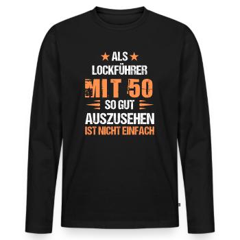 Avec 50 beaux leurres - T-shirt manches longues Premium bio Homme - noir - Devant - Nico (187cm)