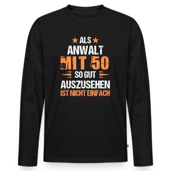 À 50 ans bel avocat - T-shirt manches longues Premium bio Homme - noir - Devant - Nico (187cm)
