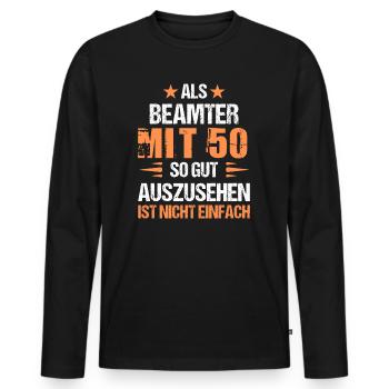 À 50 ans, bel officier - T-shirt manches longues Premium bio Homme - noir - Devant - Nico (187cm)