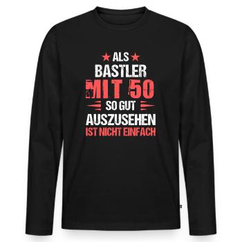 At 50 good-looking hobbyist - Men's Premium Organic Long Sleeve Shirt - black - Front - Nico (187cm)