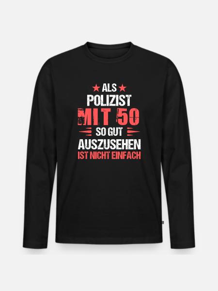 At 50 handsome cop - Men's Premium Organic Long Sleeve Shirt - black
