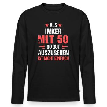 À 50 ans, bel apiculteur - T-shirt manches longues Premium bio Homme - noir - Devant - Nico (187cm)