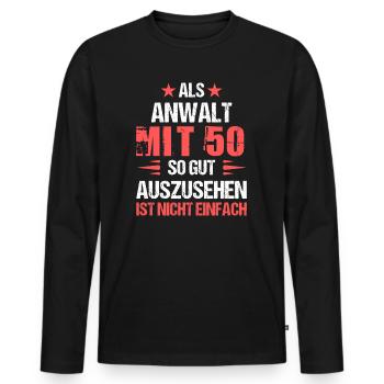 At 50 good-looking lawyer - Men's Premium Organic Long Sleeve Shirt - black - Front - Nico (187cm)