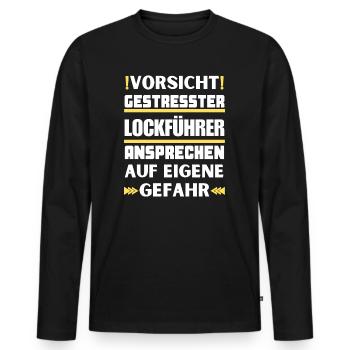 Don't talk to stressed decoy leaders! - Men's Premium Organic Long Sleeve Shirt - black - Front - Nico (187cm)