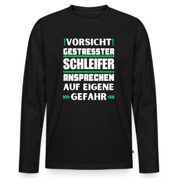 Ne parlez pas à un broyeur stressé ! - T-shirt manches longues Premium bio Homme - noir - Devant - Nico (187cm)
