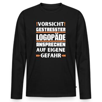 Gestresster Logopäde nicht ansprechen! - Männer Premium Bio Langarmshirt - Schwarz - Vorne - Nico (187cm)