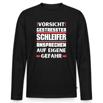 Don't talk to stressed grinder! - Men's Premium Organic Long Sleeve Shirt - black - Front - Nico (187cm)