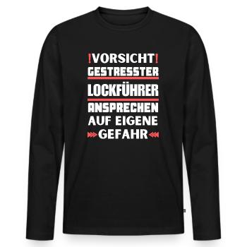 Don't talk to stressed decoy leaders! - Men's Premium Organic Long Sleeve Shirt - black - Front - Nico (187cm)