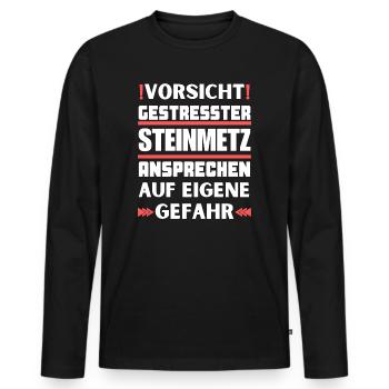 Don't talk to stressed stonemasons! - Men's Premium Organic Long Sleeve Shirt - black - Front - Nico (187cm)