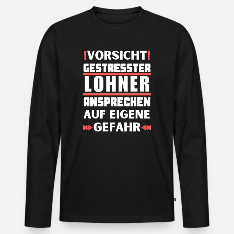 Gestresster Lohner nicht ansprechen! - Männer Premium Bio Langarmshirt - Schwarz