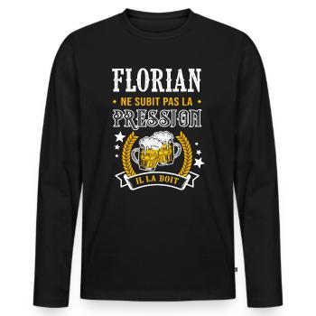 Florian bière florian cadeau florian fêtes - T-shirt manches longues Premium bio Homme - noir - Devant - Nico (187cm)