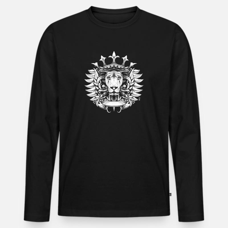 Lion Roi - Männer Premium Bio Langarmshirt - Schwarz
