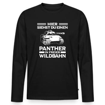 Panther/Panzer/Panzerkampfwagen/Geschenk/Tank - Männer Premium Bio Langarmshirt - Schwarz - Vorne - Nico (187cm)