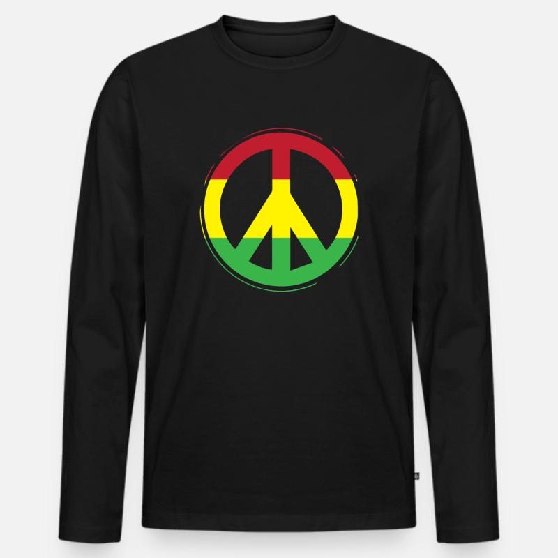 Peace Reggae Frieden Jah Geschenk - Männer Premium Bio Langarmshirt - Schwarz